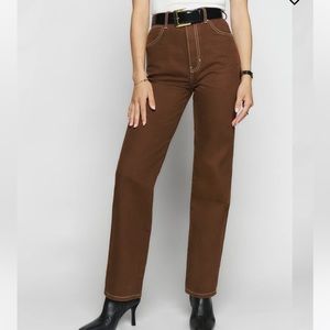 Cowboy High Rise Straight Jeans color chocolate, size 25